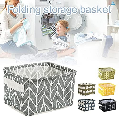 6 Pcs Fabric Storage Basket, Storage Basket Small Foldable Storage Box Set Bin Household Organizer Foldable Basket with Handle Desktop Storage Basket for Makeup, Book, Office, Kitchen