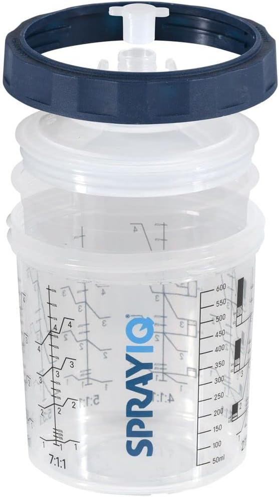 SprayIQ Disposable Paint Spray Gun Cup System 28oz | 50 Lids & Liners | 1 Hard Cup & Ring | 20 Stoppers - Compatible with Original 1.0 System (not 2.0)