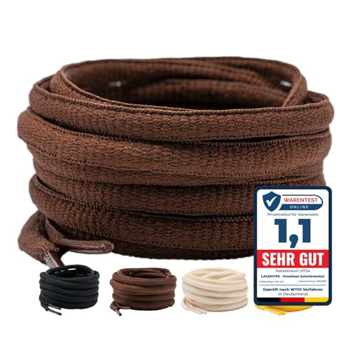 LaceHype 2 pares de cordones ovalados, cordones resistentes al desgarro LC6 de repuesto de poliéster para zapatillas deportivas, zapatillas de correr (marrón, 150 cm)