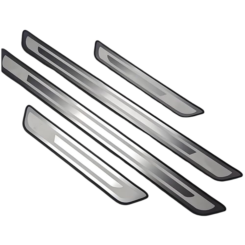 lxlfc 4 Pcs Stainless Steel Car Door Sill Protectors for Ford Foucs MK2 MK3 MK4 Kuga MK2 Mustang Edge CMax, Welcome Pedal Kick Plates Anti Scratch Scuff Non-Slip Styling Accessories,C