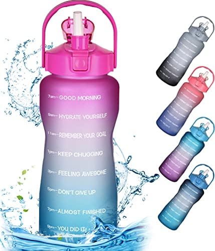 Navtue 1L Water Bottle with Straw,Sports Drinks Bottle with Time Markings, Leak Proof, Tritan BPA Free for School/Cycling/Running Mint Green