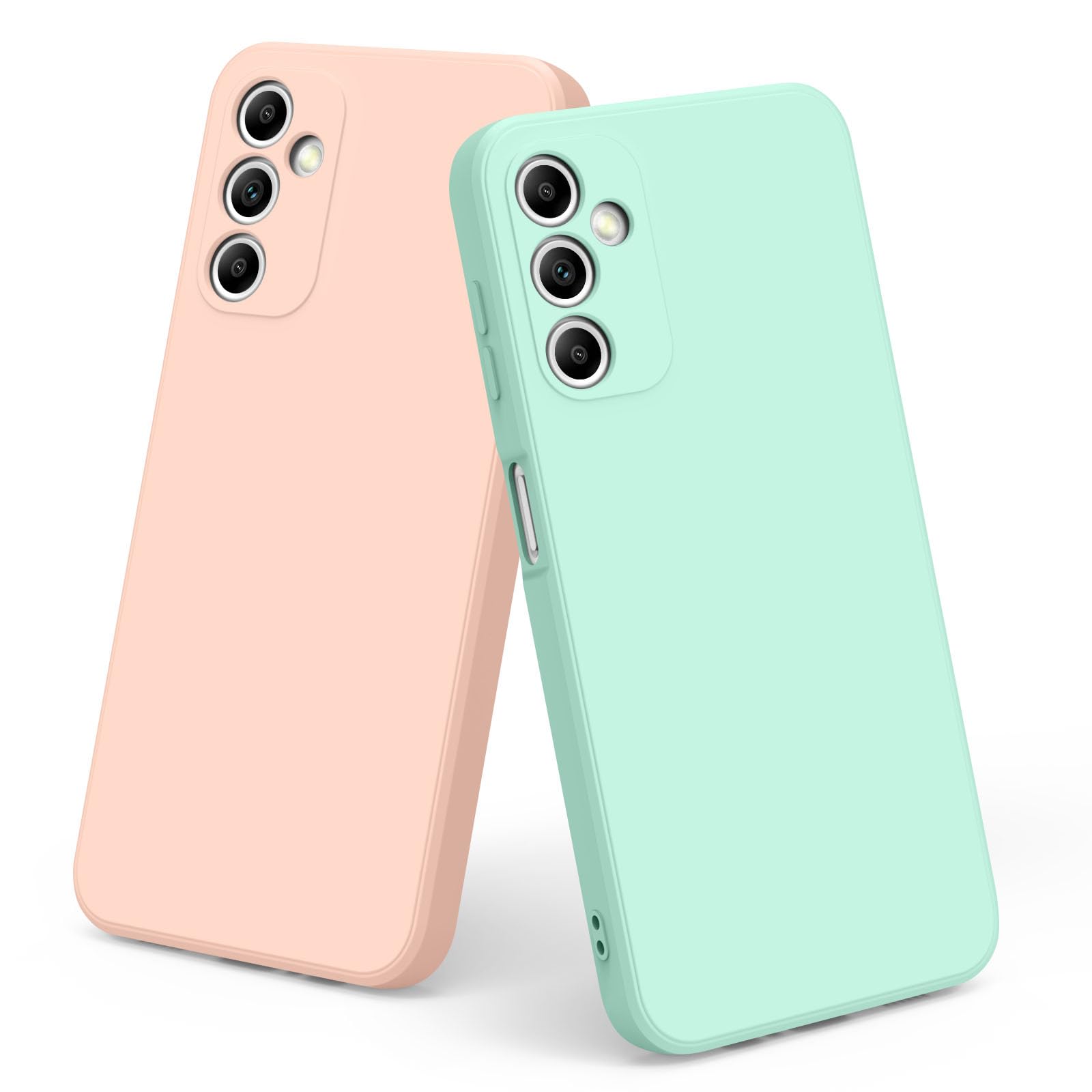 Vancle 2 Pack Soft Silicone Cases for Samsung Galaxy A14 4G / 5G,[Military Grade Drop Protection] [Anti-Scratch Microfiber Lining] Shockproof Slim Cover for Samsung Galaxy A14 (Mint Blue/Sand Pink)
