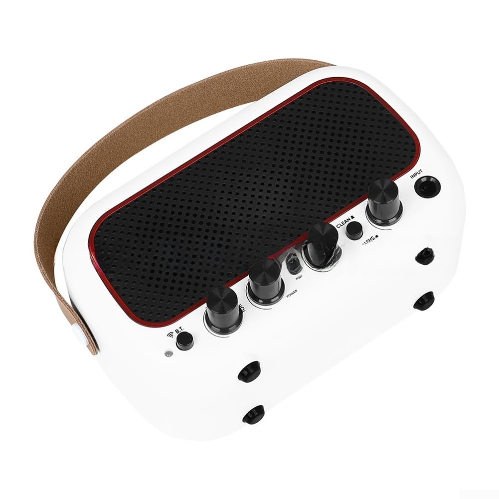 Tragbarer Lautsprecher, 5 W, Dual-Treiber, kabellos, Audio für Gitarre, Reisen, Camping, Outdoor, kompakte Größe (weiß)