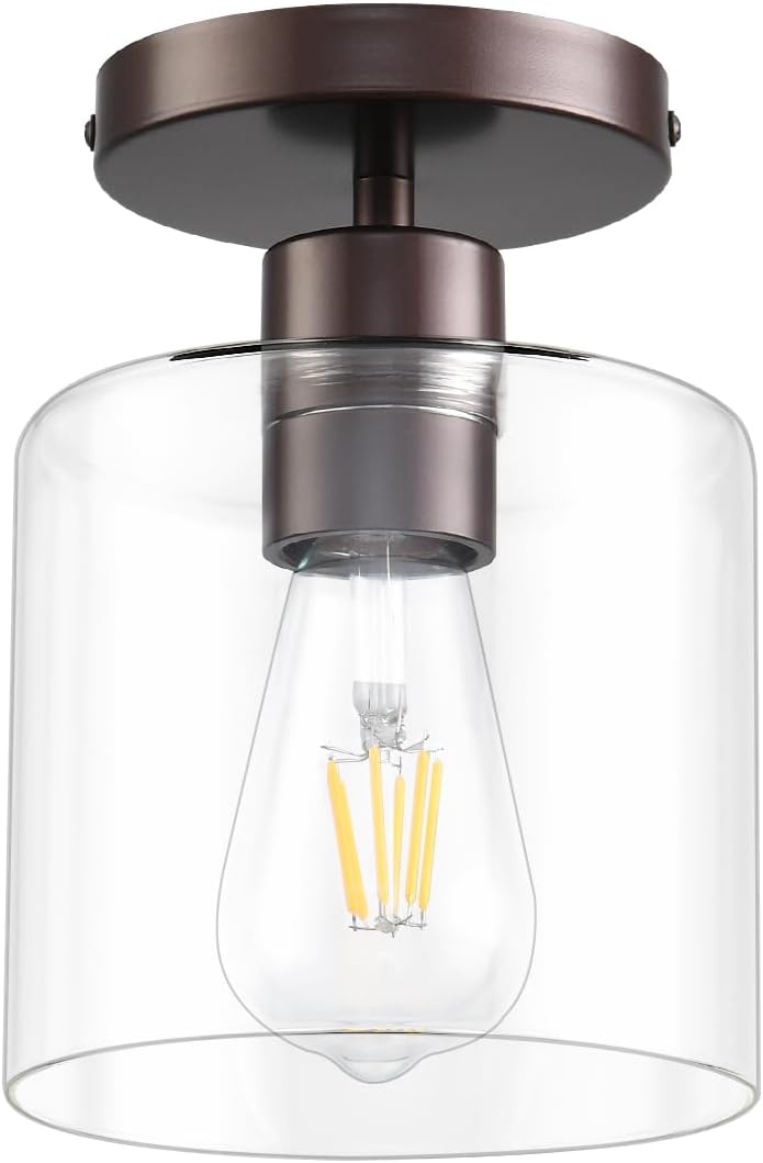 Oil Rubbed Bronze Semi Flush Mount Ceiling Light,Modern Farmhouse Ceiling Light Fixture for Closet Hallway Entryway,Hallway Light Fixture,Hanging Light Fixture