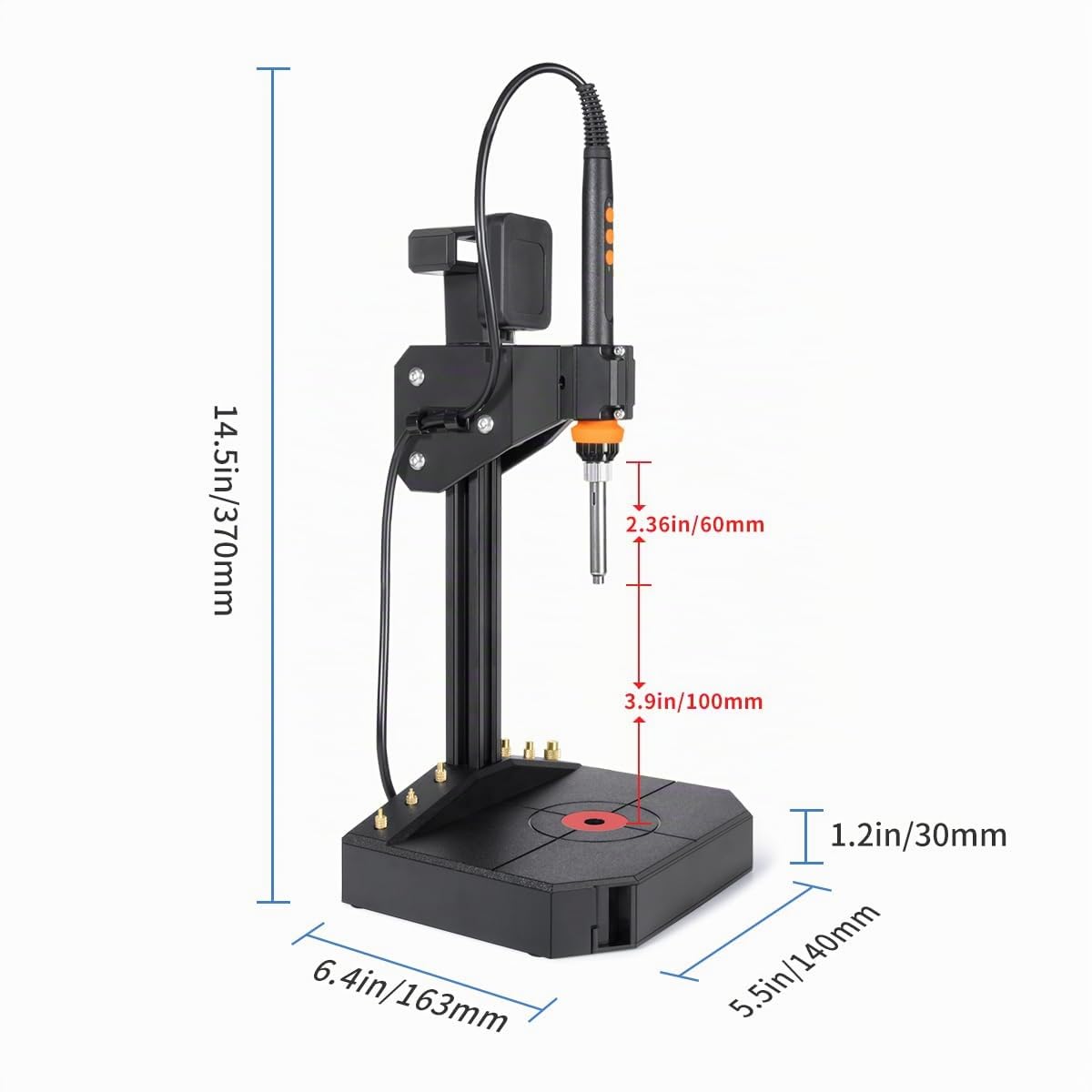 Heat Insert Press Kit per stampa 3D, pressatrice verticale a caldo con saldatore da 90 W, punta Heatset M2-M8 e 30 inserti filettati in ottone per parti di stampa 3D