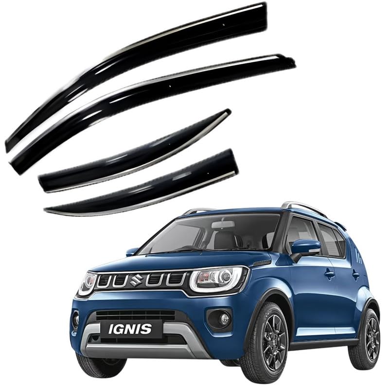 Image of CAR SAAZ Chrome Line Door Visor for IGNIS (2016-Present)(Set of 4Pcs) | Window Rain Guard | Wind Deflector