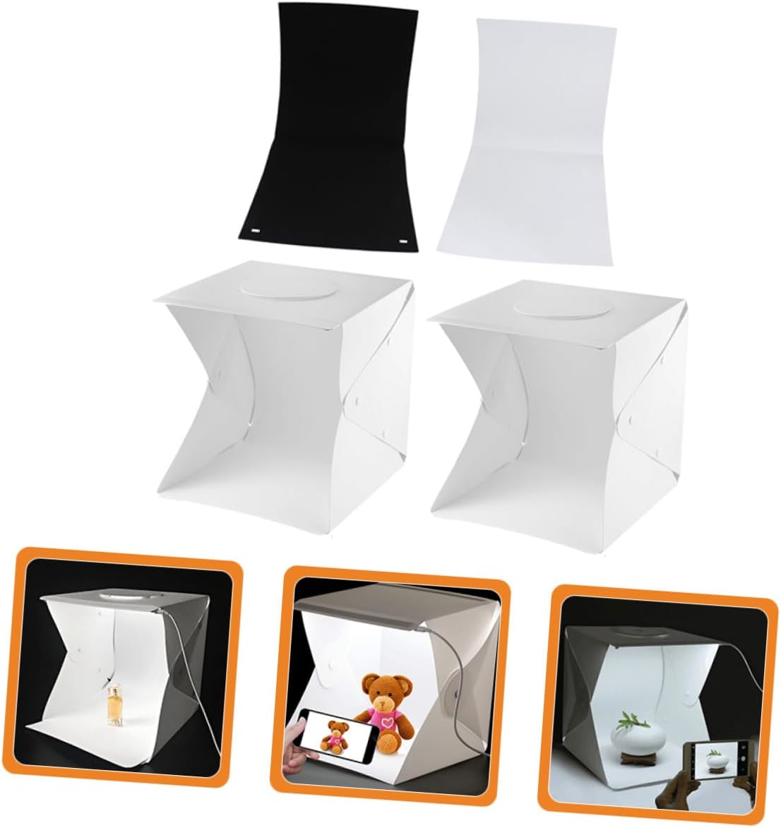 Levemolo Portable Photo Light Box Kit 30cm Mini LED Light Tent and Dual Black White Backdrops for Jewelry Photography and Small Product Shooting