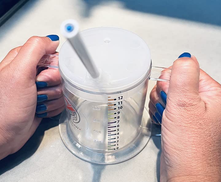 THERASTRAW COMPLETE CUP. 2-Handled Easy-to-Grasp Plastic MUG with TheraSTRAWS