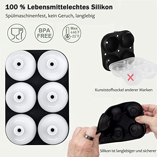 HONYAO Eiswürfelform Kugel Silikon mit Deckel, Runde Eiskugelform BPA Frei, Faltbar Auslaufsicher 5cm Eiswürfelform Groß – Ansicht 3