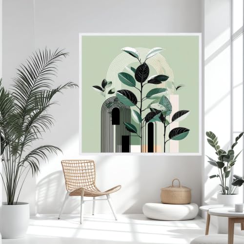 Toile botanique verte grand format impression sur toile feuilles naturelles déco salon