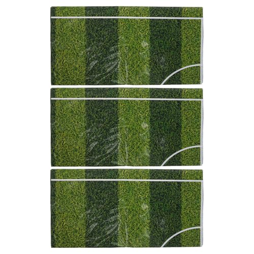 VANZACK Paquete de 3 Manteles de Fútbol de Pet Verde, Resistentes Decoloración y Fácil Instalación para Decoración de Fiestas en Escuelas y Hogares