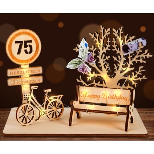 I LOVE MOM Geldgeschenk Geburtstag Holz Fahrrad Geschenk DIY Holz Schild Gästebuch Dreidimensionale Bäume Sitzbank Deko Zahlen für Geschenke Hochzeiten Partys Geburtstage Jubiläum (GYY-75)