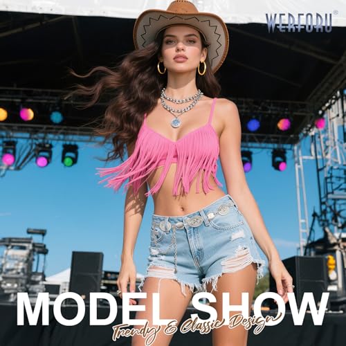 WERFORU Western Chain Belt for Women Metal Chain Belt Metal Concho belt women Boho Chain Belt4