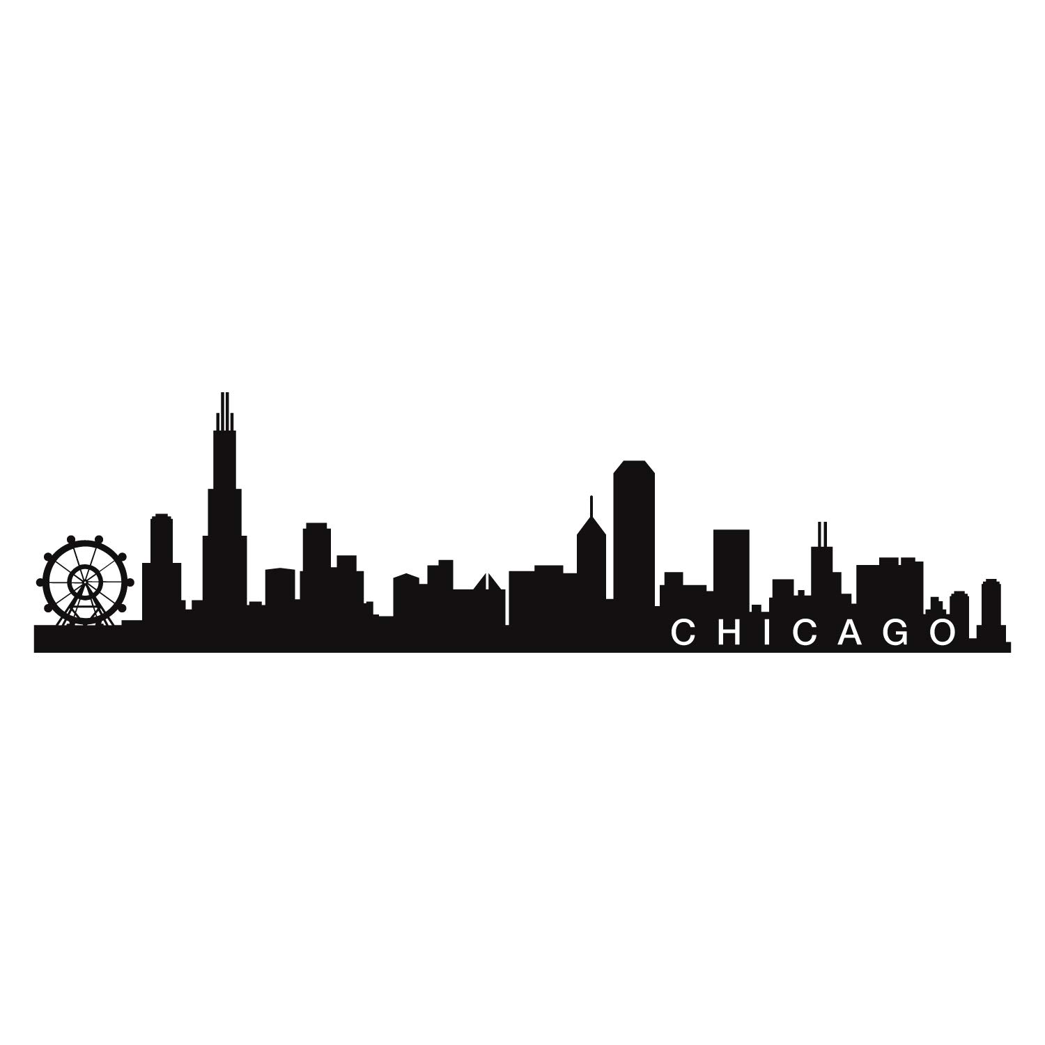 Autocollant mural vinyle Chicago sticker silhouette moderne USA Midwest 152 cm