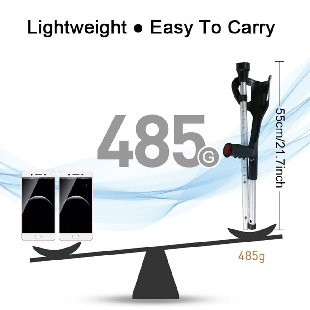 Crutches Muletas para Antebrazo Ajustables(2 Unidades,Puño Abierto),Muletas Ortopédicas de Aluminio Plegables y livianas con Agarres Ergonómicos y Apoyo para el Codo en Forma de U,Soporta Hasta130kg