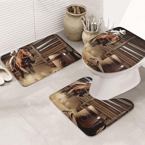 Tapis de bain lot de 3 contour wc en flanelle tapis de sol de douche lavable