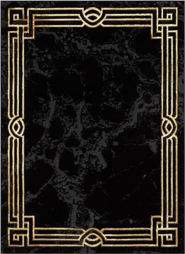 Tapete Well Woven Abstract Modern 239x300 cm Negro Dorado miniatura 2