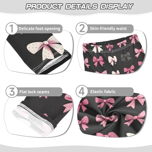 Pink and White Bow Girls Leggings Kids Yoga Pants Dance Active Tights 4T3