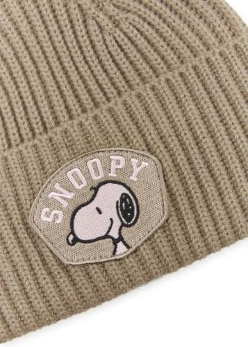 CODELLO X Peanuts Strickmütze mit Snoopy-Patch, Braun