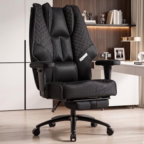 Image of DROGO Majestic Ergonomic Office Chair for Work & Home 400LBS | Big and Tall Boss Chair for Office with High Cushion, Lumbar Support, Padded Armrest, 135 Recline & Footrest,1 Yr Warranty (Black)