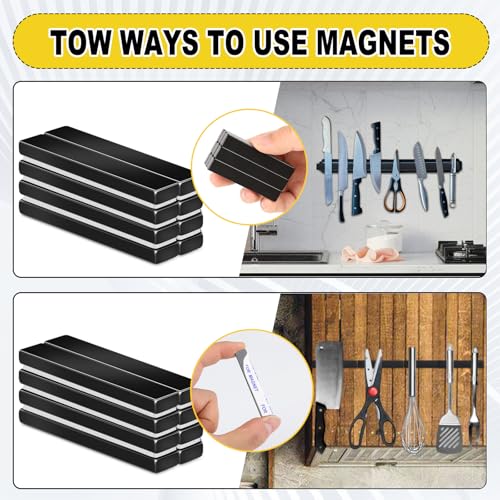 Image of MIKEDE 9 Pcs Magnets, Waterproof Strong Neodymium Bar Magnets with Epoxy Coating and Adhesive, Rare Earth Magnet, Strong Magnet Heavy Duty for Tool Room, Kitchen, Whiteboard - 2.36 x 0.39 x 0.20 in