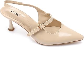 XO Style Women's Patent Leather Buckled Block Heel Court Shoes