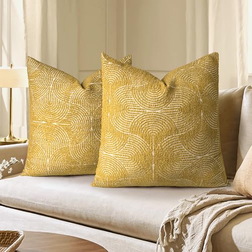 AELS Boho Decorative Textured Throw Pillow Covers 24x24, Organic Modern