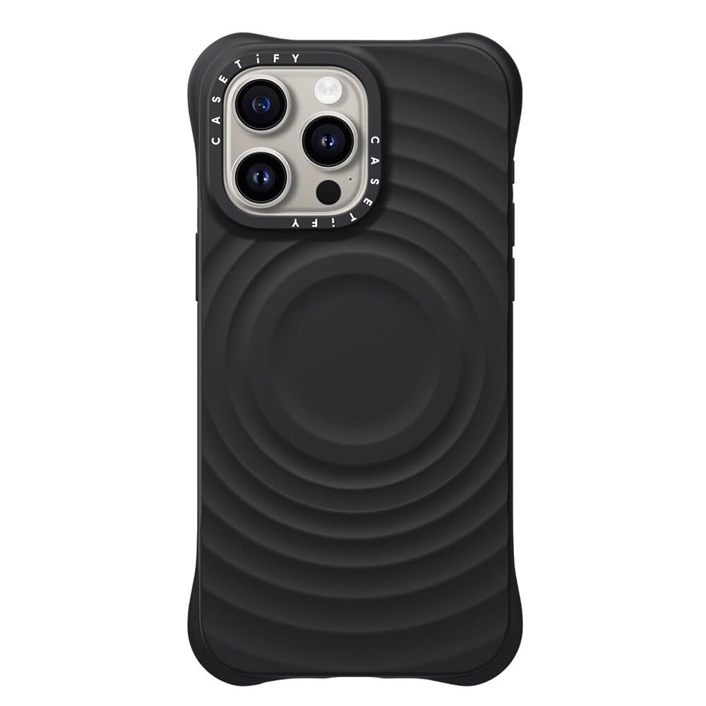 CASETiFY Ripple iPhone 15 Pro Max Case [2X Military Grade Drop Tested/Wave Textured/Compatible with Magsafe] - Black