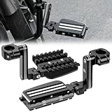 KEMIMOTO CNC Aluminum Highway Pegs with Expandable Heel Rests 1.25' Highway Long Angled Pegs Adjustable Fit for Street Glide Road King Road Glide Softail Dyna Sportster 1-1/4' Engine Guard Black