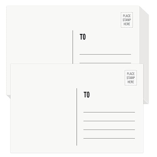 Blank Postcards for Mailing, 100 White 4x6, Mailable Postcards Set