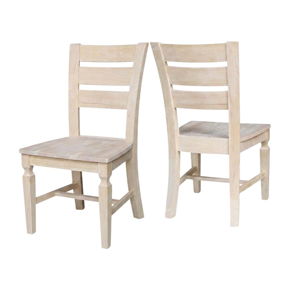 Solid Wood Ladder-Back Dining Chairs Set of by Furnifact – Wood, Beige, Pack of 2