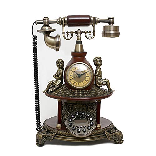 アンティーク電話機 ヴィラヨーロッパスタイルの固定電話レトロな電話エンジェル幼年期アンティーク電話キーダイヤル電話固定電話 (色 : 褐色, Size : 29x27x31cm) アンティーク電話機 ヴィラヨーロッパスタイルの固定電話レトロな電話エンジェル幼年期アンティーク電話キーダイヤル電話固定電話 (色 : 褐色, Size : 29x27x31cm)
