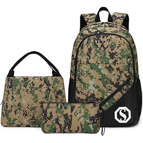 LOIDOU Mochila escolar 3 piezas Camuflaje Verde Amarillo Cover