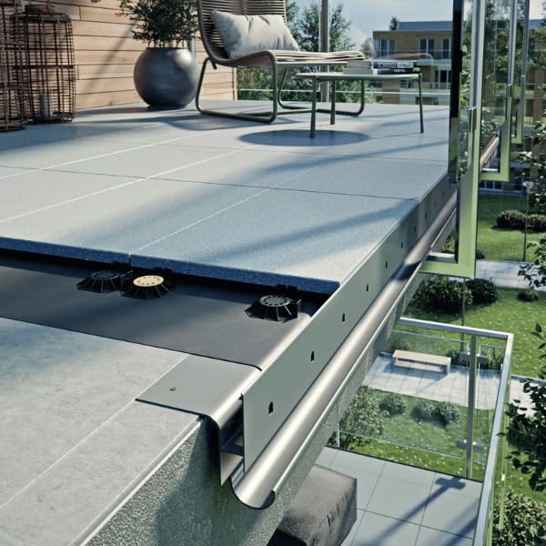 Renoplast® Perfil de Alero de Aluminio W30R+ 200cm Gris | Acabado de Terrazas y Balcones | Suelos Ventilados Elevados | Sistemas de Drenaje de Agua | Perfil Angular | Protección contra la Corrosión