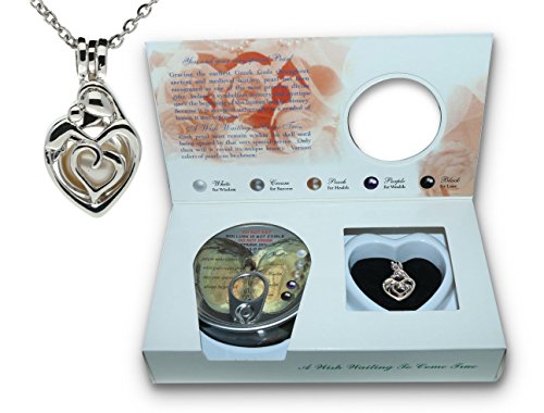 Pearlina Mother Mom Family Necklace Silver-tone Cage Cultured Pearl in Oyster Set w/Stainless Steel Chain 18"2