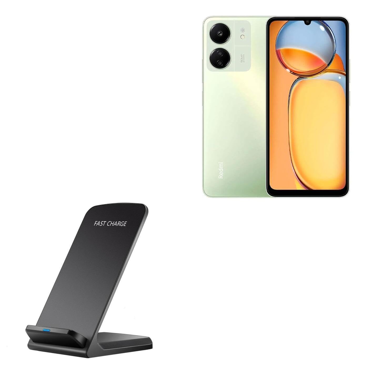 BoxWave Charger Compatible with Xiaomi Redmi 13C - Wireless QuickCharge Stand (10W), No Cord; no Problem! Charge Your Phone with Ease! - Jet Black