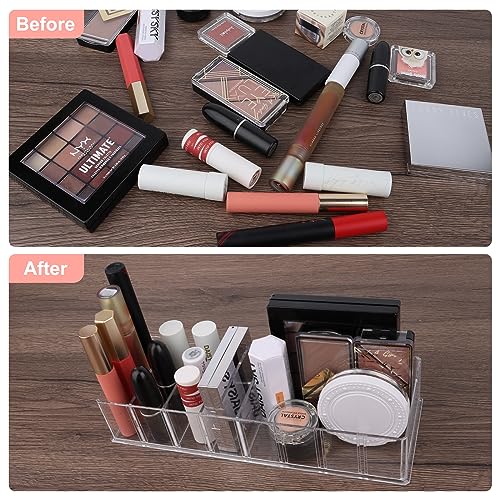 VMUTGA 2 Piezas Organizador de Cajones Acrílico Transparente, Organizador de Maquillaje Desmontable de 8 Compartimento Almacenamiento de Cosméticos para Tocador, Baño, Dormitorio - imagen 5