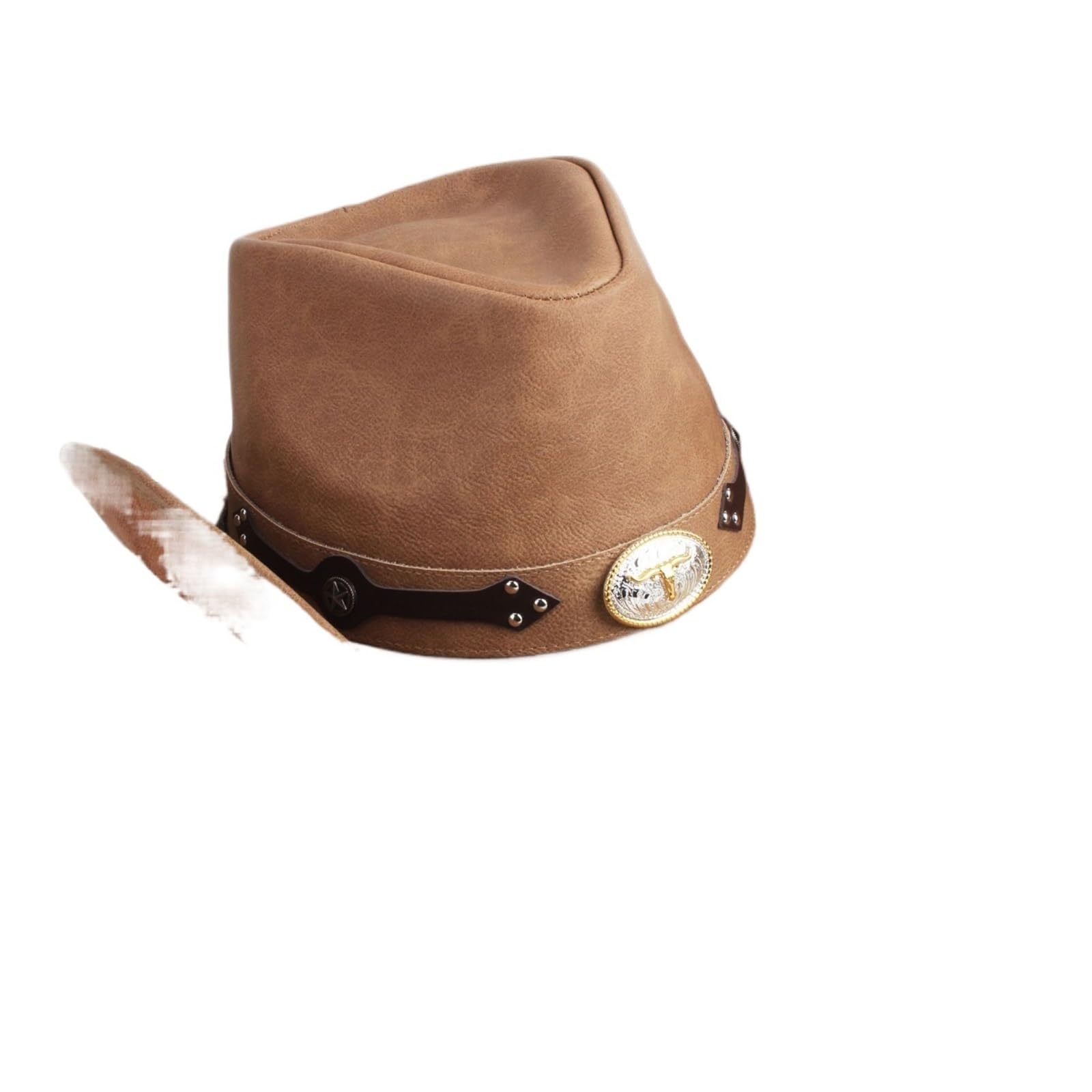 Cappello Cowboy Cappello da Cowboy in Pelle Uomo e Donna, a Tesa Larga, Padrino, Gentiluomo, Chiesa, Sombrero, Berretto Jazz(Color7)