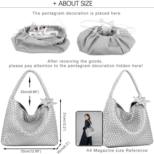 Image of Woven Tote Bag for Women, Shoulder Handbags, Beach Hobo, Handwoven Satchel Underarm Bag, Top-Handle Bag With Purses