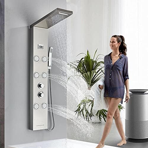 RONPOTY Panel de ducha de acero inoxidable con sistema de masaje tipo cascada