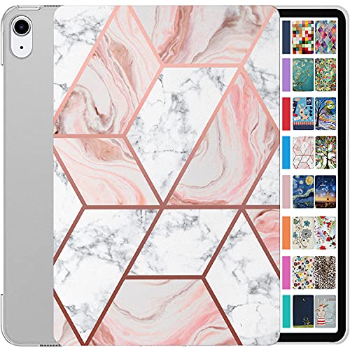 Image of DuraSafe Cases for iPad 8.3 Inch Mini 6 Generation 2021 [ Mini 6th Gen ] A2567 A2568 A2569 MK7M3HN /A MLWL3HN /A MK7R3HN /A MK7P3HN /A Printed Slim Hard Shell Protective Stand Cover - Marble Pink