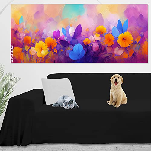 Byour3 - Funda De Sofá Repelente Al Agua 3 4 2 Plazas Algodón Mixto Protector Sofás Anti Rasguños Pelos Perros Gatos Animales Niños Cubre Todo También por Chaise Longue (Negro Intenso, 230x300 cm)