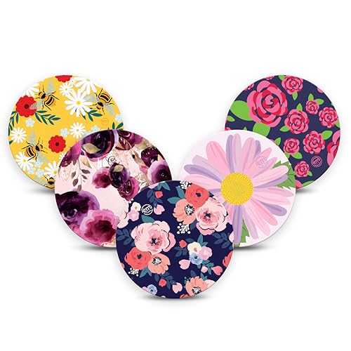 ExpressionMed - Adhesive Patch for Dexcom G7 Overpatch (5-Pack) - Made in The USA, Waterproof, Split Backing, CGM Tape (Wildflower)