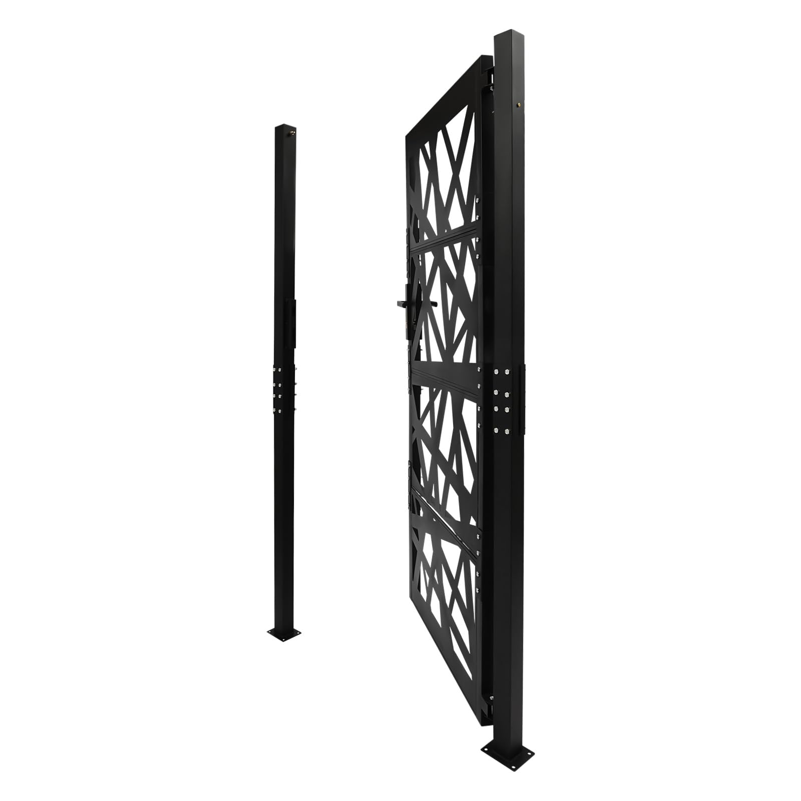 Puerta de jardín de acero negro con recubrimiento en polvo, resistente a la intemperie y a la corrosión, puerta de seguridad con cierre para jardín, entrada y patio