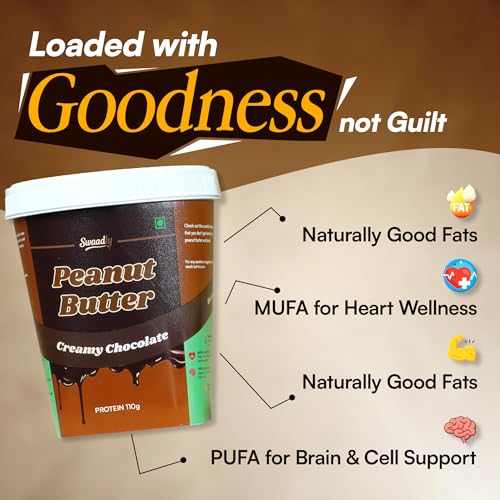 Image of Swaadly Creamy Chocolate Peanut Butter 500g | High Protein Spread | No Palm Oil | Made with Natural Ingredients | Healthy Breakfast & Fitness Snack