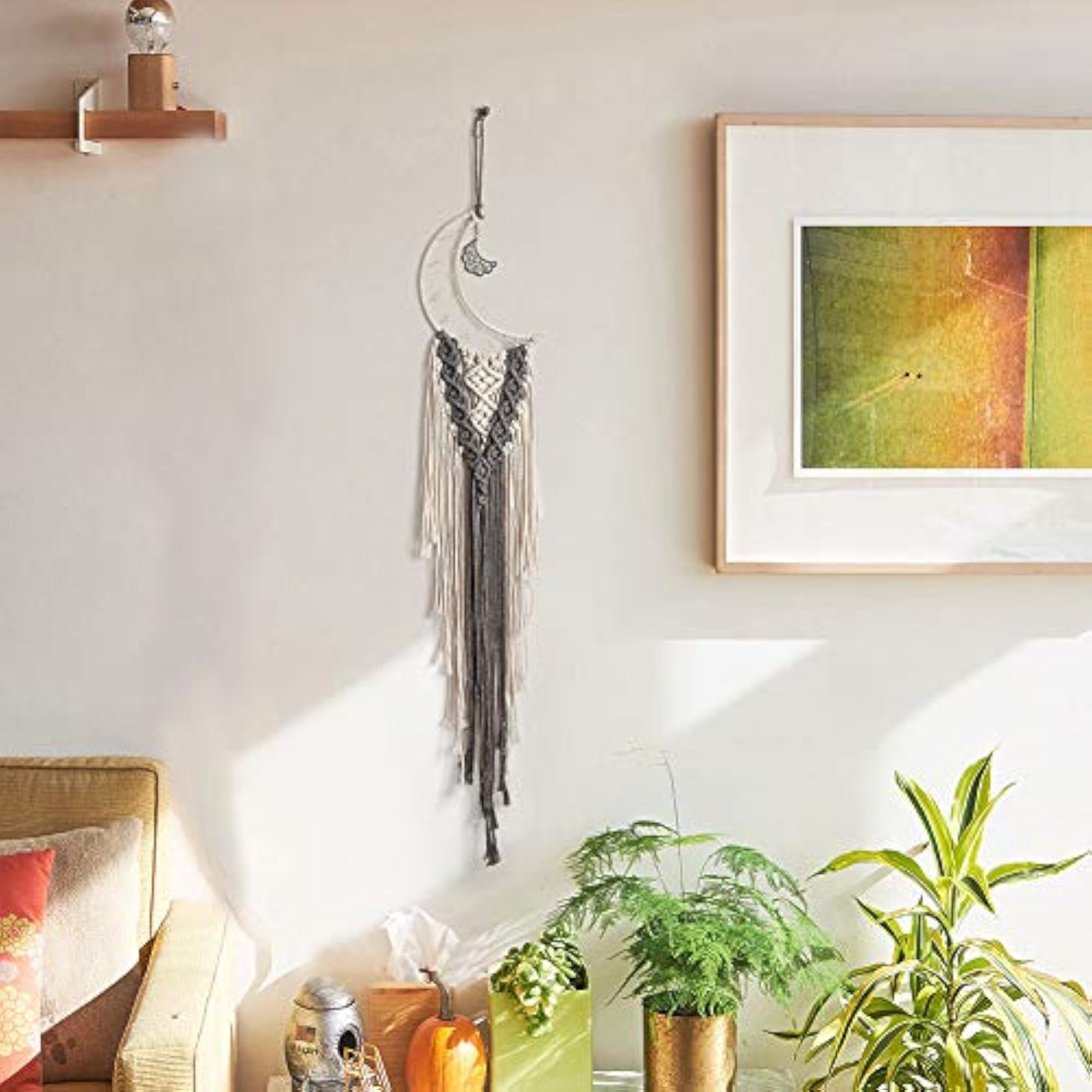 2PCS Moon Macrame Wall Hanging Boho Dream Catchers