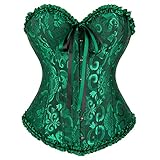 Women Plus Size Corsets Sexy Lingerie Floral Corset for Women Lingerie Bustier Top X-Large Black Green