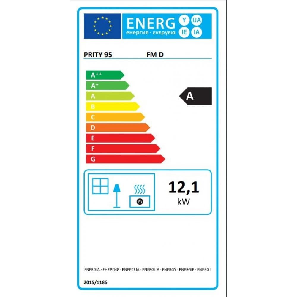 Prity FM D - Stufa a legna con forno e rivestimento d'acqua, riscaldamento centralizzato, certificato CE, stufa a legna