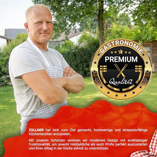 ZOLLNER Kochschürze 100% Baumwolle, 84 x 100 m, Weiß – Bild 6