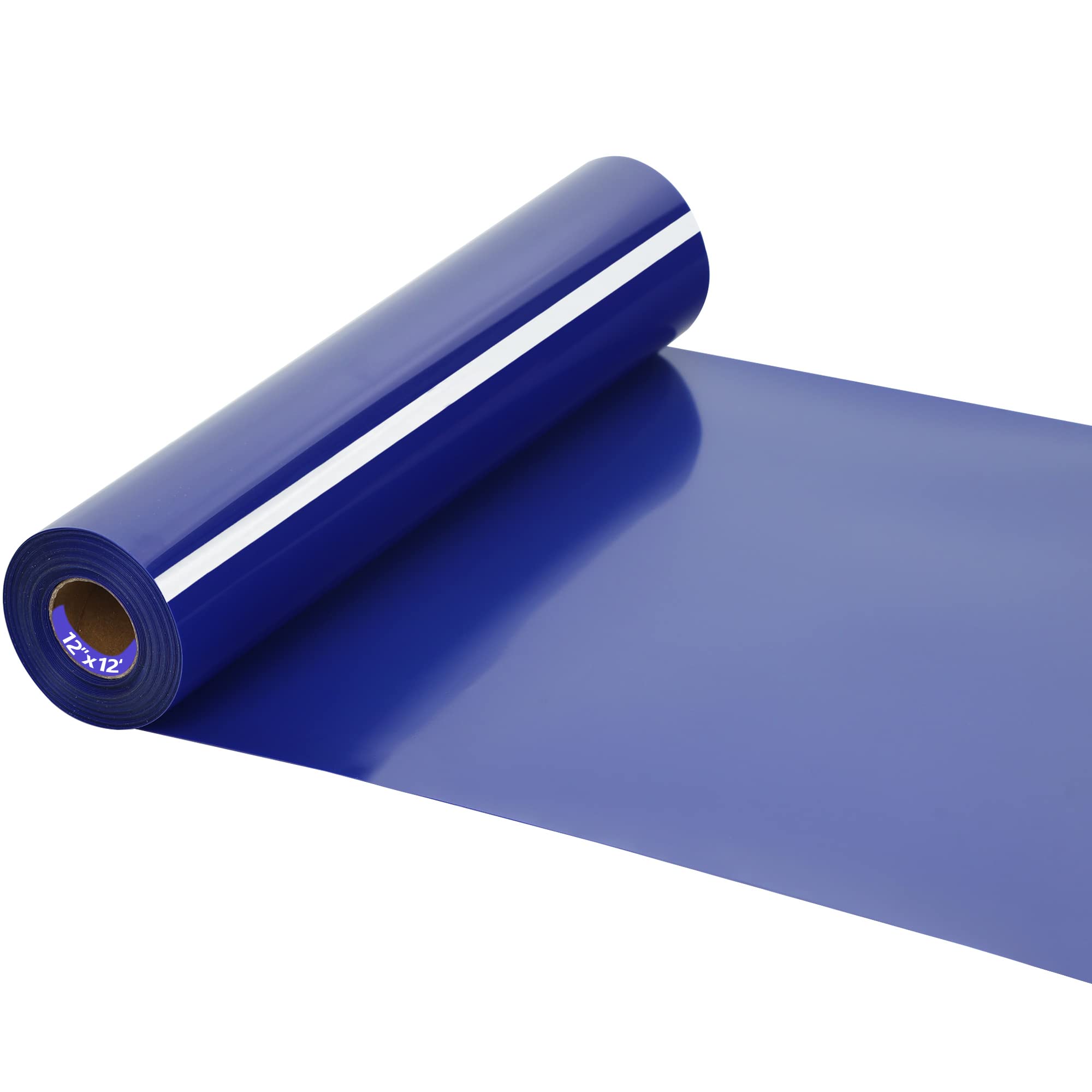 HTV Iron on Vinyl 12Inch by 12ft Roll HTV Heat Transfer Vinyl for T-Shirt HTV Vinyl Rolls for All Cutter Machine - Easy to Cut &amp; Weed for Heat Vinyl Design (Blue, 12ft)